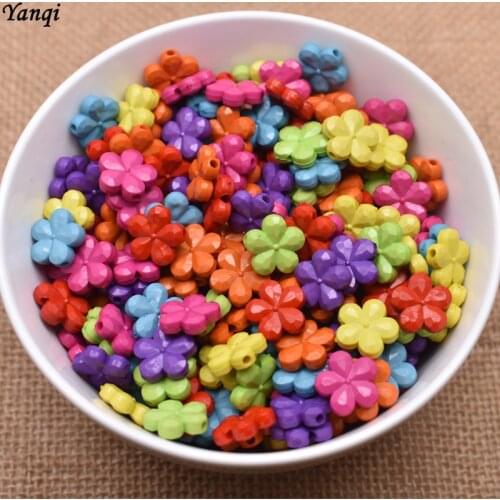 100Pcs/Lot 14mm Sun flower shape Acrylic beads Candy Color Beads For Jewelry Making Children Jewelry Accessoires