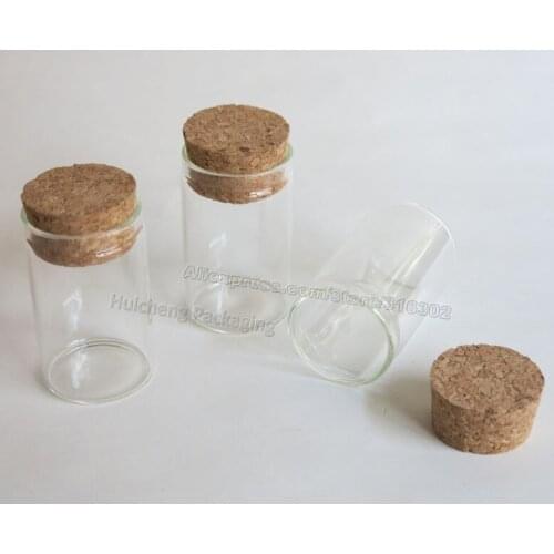 30 x 20ml Empty glass tube with wooden cork 20cc clear glass vial glass jar Cork Tube Bottle 2/3oz Display Glass Container