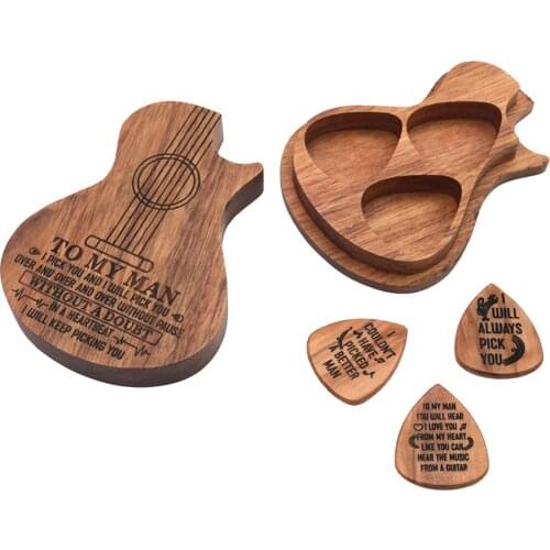 3x Olive Wood Guitar Pickups Handmade w/ Wood Storage Box Guitar Accs Parts