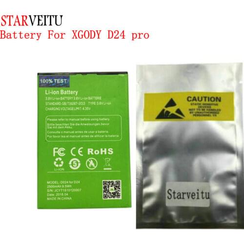 Starveitu 2500mAh Battery For XGODY D24 Pro MTK6580 Quad Core 2GB 16GB 5.5 Inch Mobile phone Li-ion Rechargeable Batteries