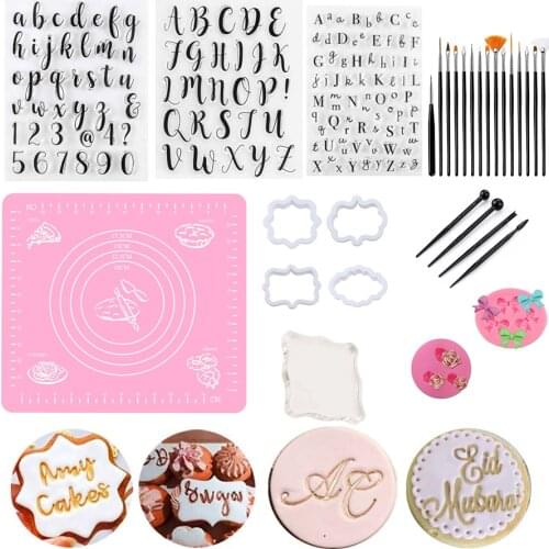 Fondant Pastry Tools Accessories Cake Decorationg Silicone Custom Cookie Cutter Letters Embosser Stamp DIY Alphabet Baking Mold