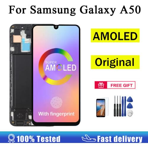 AUMOOK Original AMOLED LCD For Samsung Galaxy A50 Display Touch Screen Digitizer Assembly For Samsung A50 Display LCD Screen