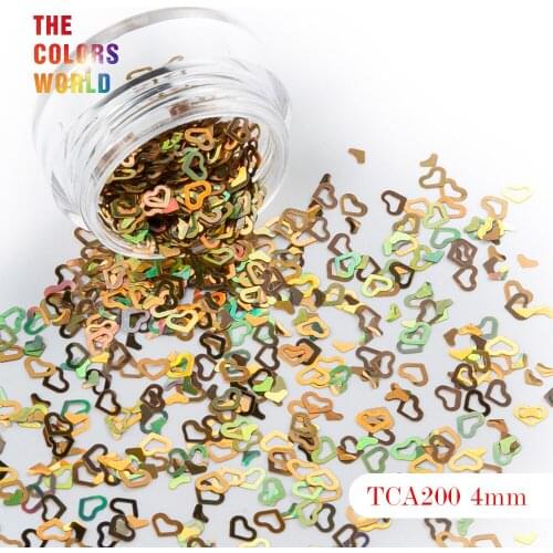 TCT-050 Hollow Heart Shape Laser Colorful Nail Glitter 4MM Size For Nail art Nail Gel Decoration Makeup Facepaint DIY Decoration