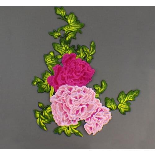 Flower 44*35cm embroidered applique cloth decoration patches for clothing sewing garment accessories parches para la ropa