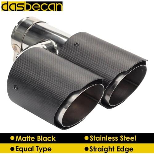 Dasbecan Auto Equal Matte 3K Carbon Fiber Exhaust Pipe H Model for AK Rear Car Dual Exhaust Tips Straight Edge End Tip Universal