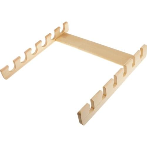 Wooden Fishing Rod Pole Reel Holder Garage Wall Mount Rods Rack Organizer for 6-piece Rods Poles