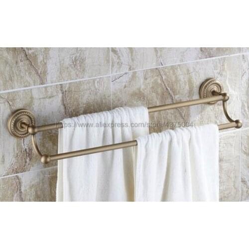 Towel Bar Double Towel Rail for Bathroom Wall Mounted Antique Brass Towel Holder Bathroom Accessories Nba093