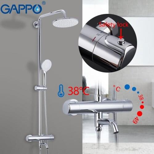 GAPPO Shower System Thermostat Faucet Waterfall Rain Shower System Bathroom Faucet Bath Mixer Water Tap Wall Shower Faucet G2490