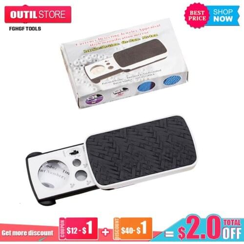 FGHGF Mini Folding Pocket Currency Jewelry Appraisal Loupe 3 Lens LED Lights Lamp Magnifier 30x25 60x12 90x8mm