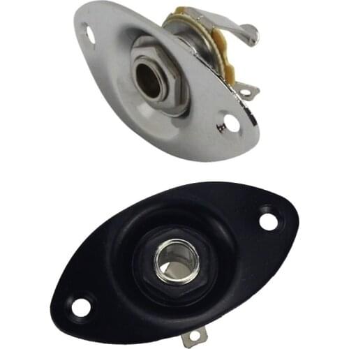 FLEOR 1pcs Oval Indented 1/4" Guitar Output Input Jack Plug Socket 6.35mm for Electric Bass Guitar , Chrome/Black Choose