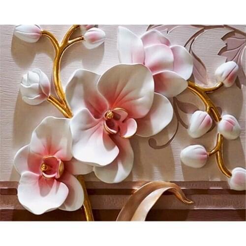 Beibehang photo wallpaper 3D Phalaenopsis relief wall Modern fashion floral decorative painting papier peint mural 3d wallpaper
