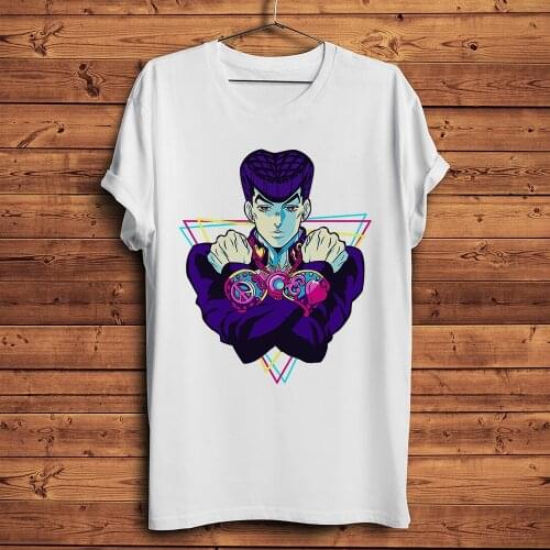 JoJo Bizarre Adventure Higashikata Josuke Funny anime tshirt Men summer new White Casual short T Shirt Unisex streetwear tee