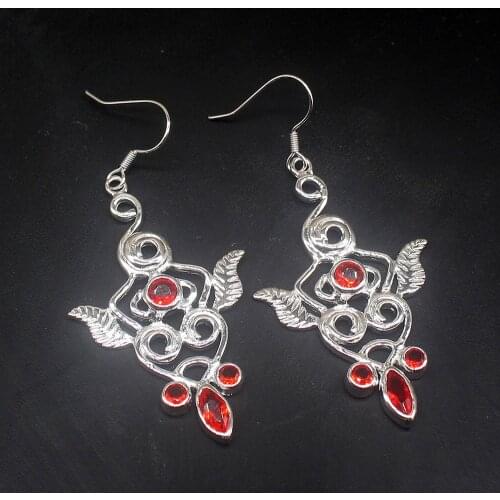 Gemstonefactory Big Promotion Single Unique 925 Silver Red Garnet Dashing Women Ladies Gift Dangle Drop Earrings 20213678