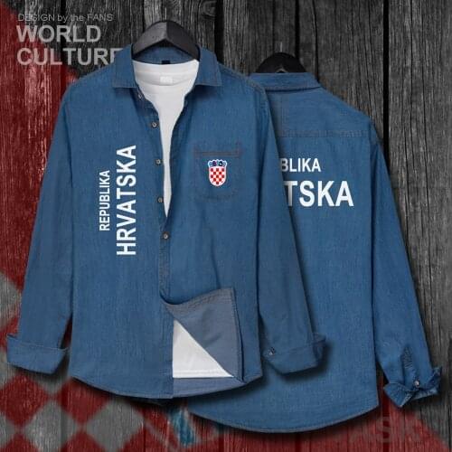 Croatia Hrvatska Croatian HRV Croats Men Clothes Autumn Jacket Turn-down Collar Jeans Shirt Long Sleeve Cowboy Coat Flag Tops 20