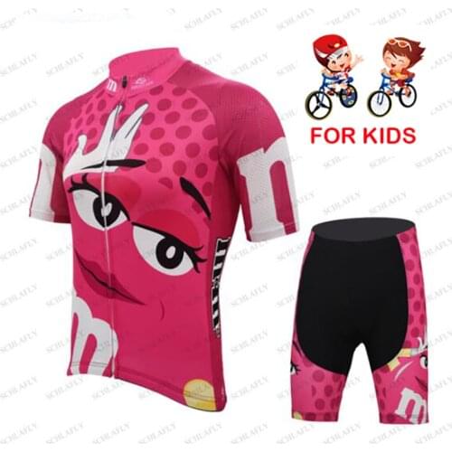 Summer Kids Cycling Jersey Sets Pink/Red/Blue Short Sleeve Clothing Bicycle Bike Road Riding Set Childrens Bib Shorts