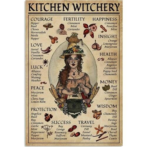 Kitchen Witchery Witch for Vintage Poster Metal Tin Signs Iron Painting Plaque Wall Decor Bar Cat Club Novelty