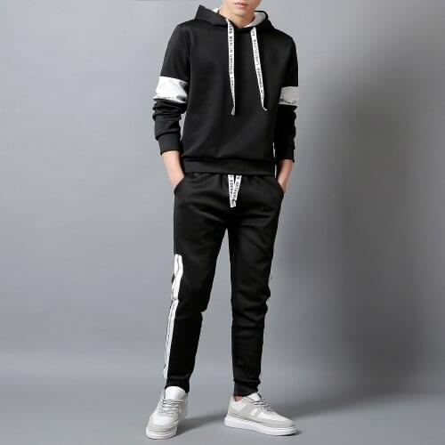 New Men Sets Hooded Sport Suit Tracksuit Outfit Suit 2 Piece Set Suits Hoodies & Long Pants Autumn Warm Mens Drop Shipping