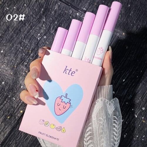 Lip Gloss Kit 5 Colors Cigarette-shaped Lipstick Set Matte Velvet Lasting Creative Pink Cigarette Tube Lip Glaze Makeup Lip Mud