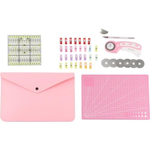 26Pcs Rotary Cutter Kit 45mm Rotary Cutter & A4 Cutting Mat & Patchwork Ruler & Blade for Quilting Leather Crafting