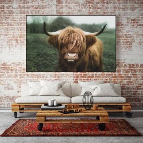 Nordic Yak Oxen Wall Pictures for Living Room Highland Cow Wall Art Canvas Painting Posters and Prints ANIME Cattle Scandi Decor