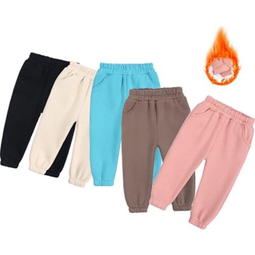 2021 Autumn Winter Kids Toddler Baby Boys Casual Sport Pants For Boys Fleece Trousers For Girls Pant Children Clothes 2 3 4 Year