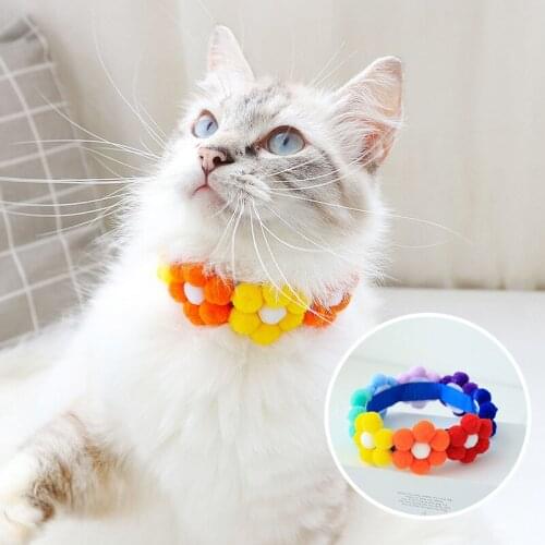 Cat Summer Colorful Flower Collar Dog Fashion Necklace Large Dog Shiba Inu Bib Pet Decor Accessories Velcro Neck Circumstance