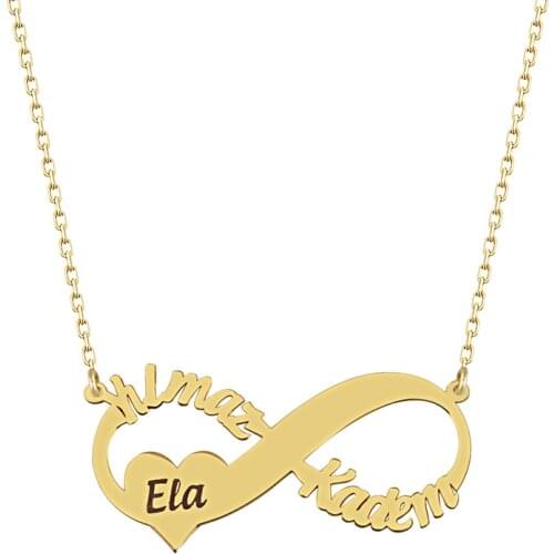 Love Infinity Personalized Nameplate Necklace 925 Silver Custom Name Necklace Gold Plated Heart Anniversary Necklace