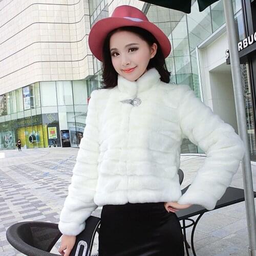 Savabien 2019 Autumn Winter Coat Women Elegant Long Sleeve Short Faux Fur Coat Stand Collar Furry Female Fur Coast Streetwear