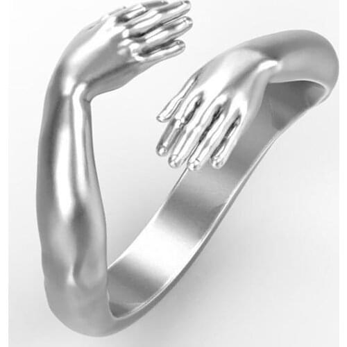 Punk Hug Muscle Hands Rings For Women Men Adjustable Open Cuff Ring Party Wedding Couple Rings Vintage Jewelry Anillos Bague