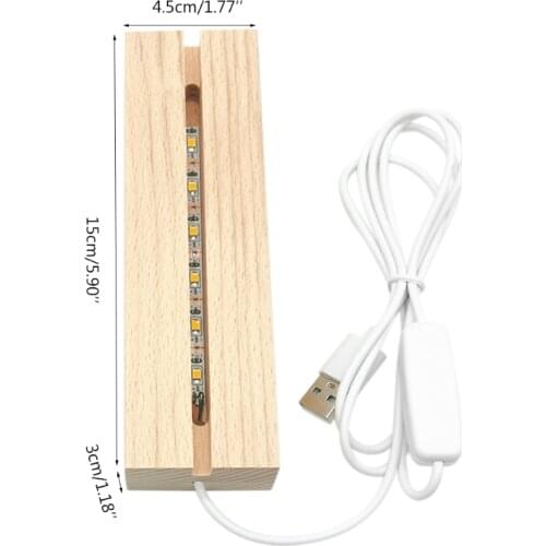 Rectangle Display Pedestal Rectangle LED Lights Display Base Crystal Wooden Lighted Base Stand for Crystal Display Dropship
