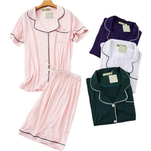 Cozy modal Couples shorts pajamas sets women and men sleepwear korean casual Summer short sleeves shorts women pijamas mujer