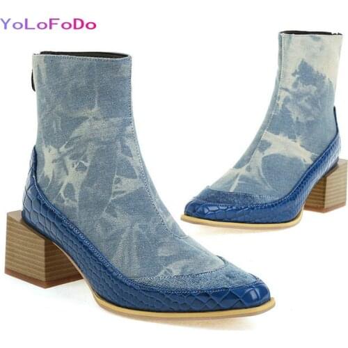 2021 Autumn Winter Women Ankle Boots PU Leather Mixed Color Ladies Thick Heel Boots Fashion Square Toe Zipper Womens Boots