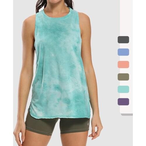 Sleeveless Yoga Vest Sport Singlet Tie-dye Printed Women Athletic Fitness Sport Tank Tops Gym Running Training Yoga Shirts