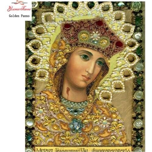 Golden Panno,diamond painting 5D Diy full square Religion Diamond embroidery MariaMadonna painting Mosaic picture by rhinestones