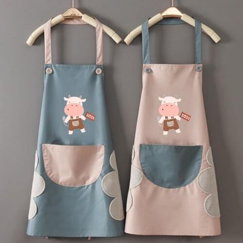 1 piece kitchen can be wiped waterproof and oil proof cartoon calf kitchen nail shop apron womens baking accessories