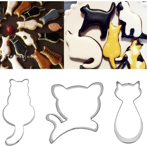1pcs Cute cat metal cookie cutter patisserie animal biscuit mold fondant cake decorating pastry baking tools cupcake toppers