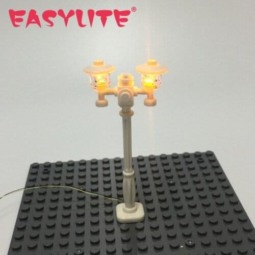 1pcs Double Headed Lamp LED Street Light And City Series Blocks Bricks Toys