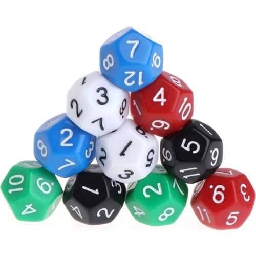 10pcs 12 Sided Acrylic Number Dice Family Party Bar Night Club Board Game