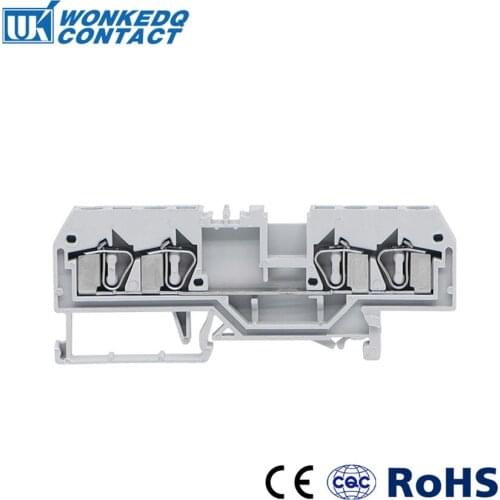 10Pcs 281-652 Connector DIN Mount Spring Cage Connection Terminal Blocks 4 Conductor through
