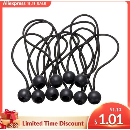 10 Pieces Heavy Duty Elastic Tent Tarp Fix Cords Black Canopy Banner Ties Ball Bungee Fixing Strap Camping Accessories