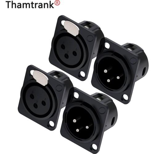 100pcs XLR Microphone MIC Wire Connector XLR 3-pole Nickel-plated Male Plug Socket Female Audio Jack Panel Mount Socket Chassis