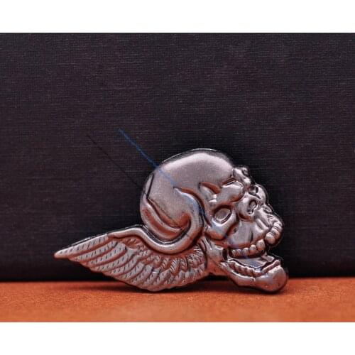 10X 31*23mm Antique Silver Biker Cowboy Skull Head With Wing DIY Leathercraft Bag Wallet Purse Decor Concho Hardware
