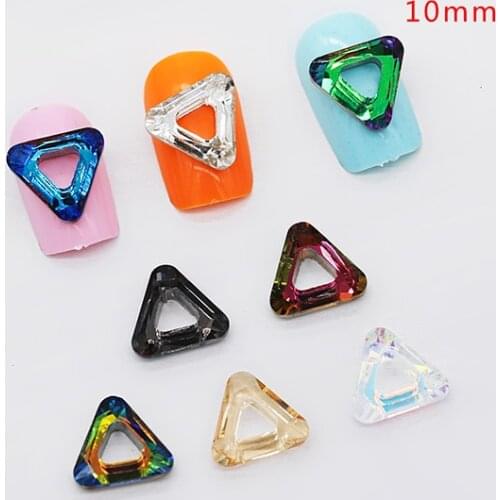 20p 10mm Triangle Czech crystal manicure Rhinestones Glitter 3D Nail Art Decorations Flatback Glass strass stone pendant beads