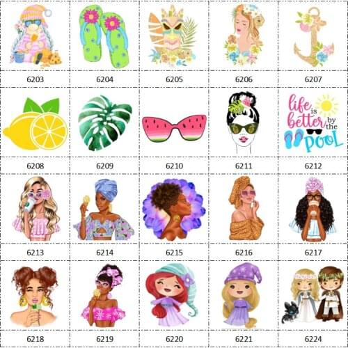 30 Pcs Planar Resin Flatback New Arrival Summer Girl Cartoon Resin for Crafts Jewelry Making Birthday Girl DIY Accessories