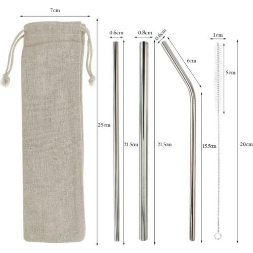 4pcs High Quality 304 Stainless Steel Metal Straw Bar Party Accessory Drinking Straw with Cleaner Brush For Mugs 20/30oz