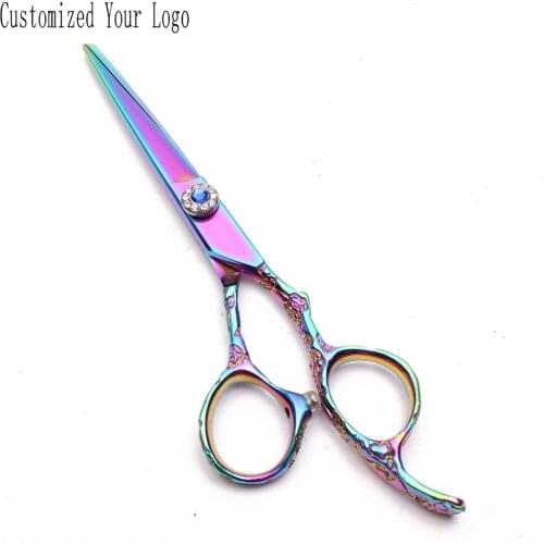 5.5" 6.0" Stainless Colorful Cutsomize Logo Cutting Scissors Thinninng Shears Professional Grooming Scissors Pets Scissors C9002