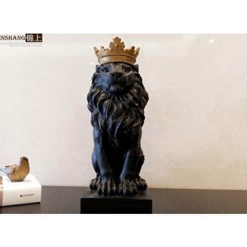 36CM large -HOME OFFICE Porch lobby TOP COOL decoration efficacious Mascot thriving business Lion KING FENG SHUI ART statue