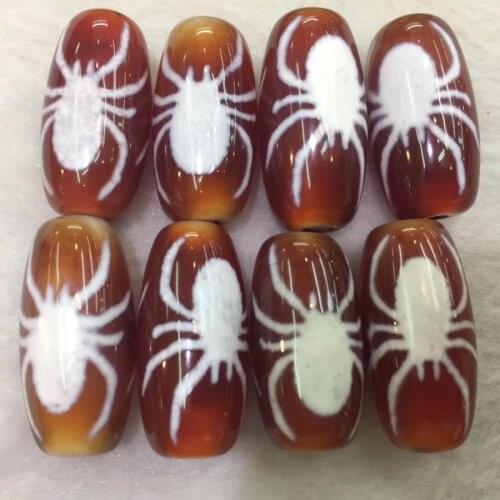 Red Agate Beads,Spider Totem Dragon' eyes Dzi,12*25mm Beads,Tibetan Dzi Amulet Beads for Bracelet/Necklace DIY Jewelry Making