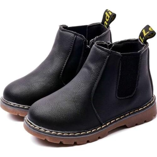 Children Boots for Boys Girls Autumn Winter Thick Cotton Fashion Kids Ankle Boots Martin Boots with Zipper Classic 21-36 Warm