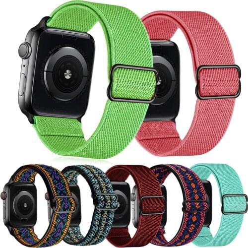 Elastic Nylon Bracelet for Iwatch Series 6 5 4 3 SE Strap for Apple Watch 40mm 44mm 38mm 42mm Watchband Sport Band Accessories